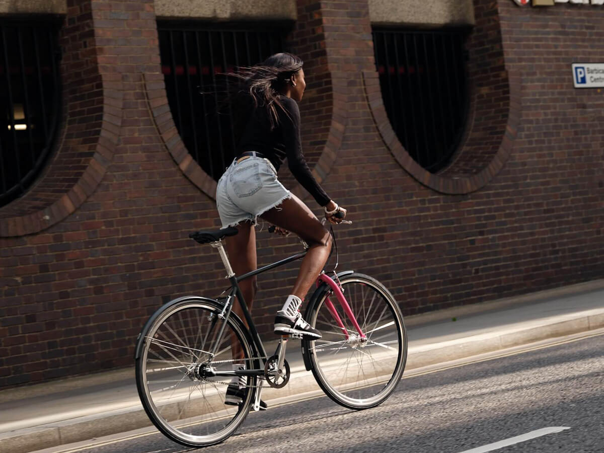 Woman riding Buzzbike in London